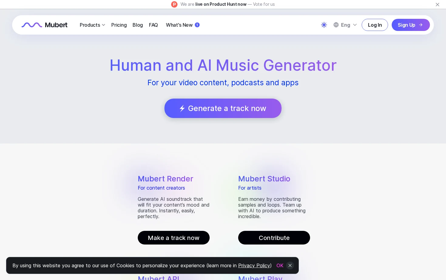 Mubert AI Music Generator 页面快照